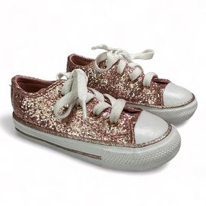 Converse All Stars Kids Glitter Sparkle Low Top Lace Up Sneakers Pink Size 6C